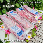 Pork baikut iga import US Berkshire WholeStone Nebraska BACKRIB LOIN 12-13ribs back rib frozen +/- 1.3 kg/slab dimension 45x14cm 18x5" (price/kg)